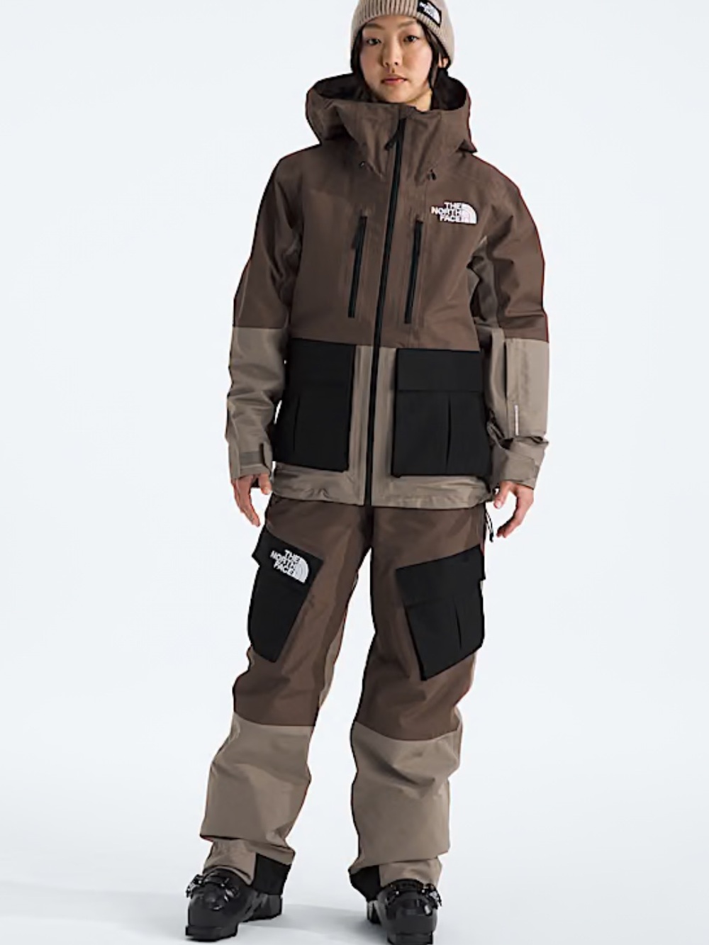 The North Face Dragline Jacket and Bibs Ski Snowboard Black/Smokey Brown Size S